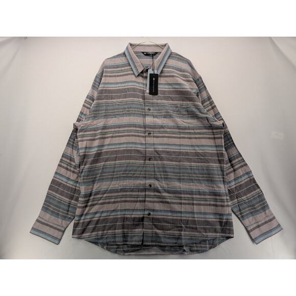 NWT TravisMathew Cloud Flannel Stripe Button-Up in Elderberry/Plum size XL - Picture 3 of 7